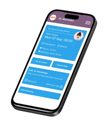 image of our learners app for booking driving lessons, learner resources
